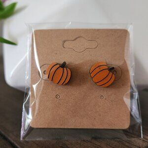 Fall Wood Earrings- Pumpkin